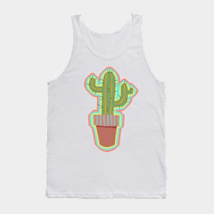 Simple Colorful Potted Cactus Tank Top